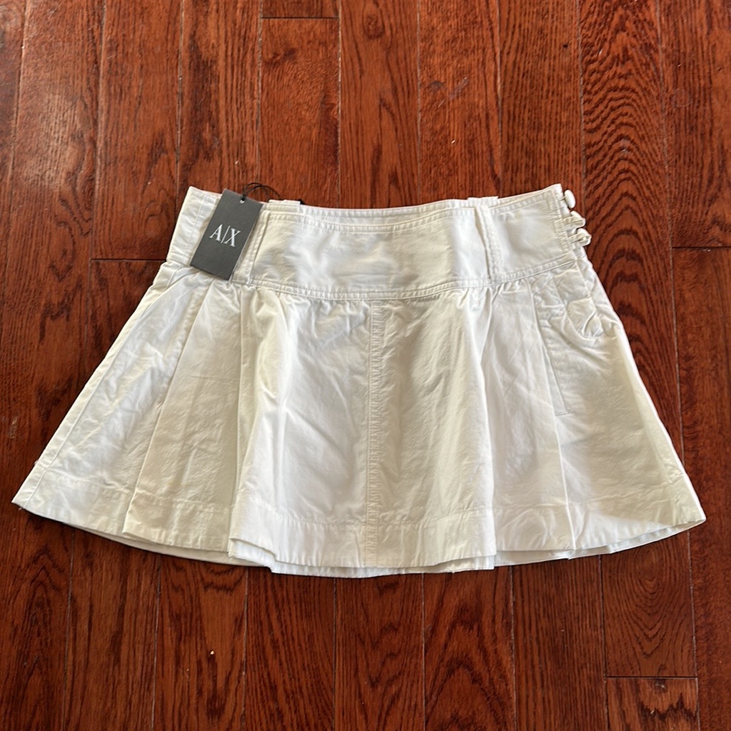 Nwt Armani Exchange White Pleated Cotton Pockets Mini Skirt Women Size 0